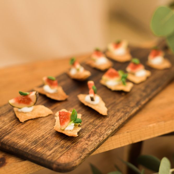 Canapes on a Wooden Board