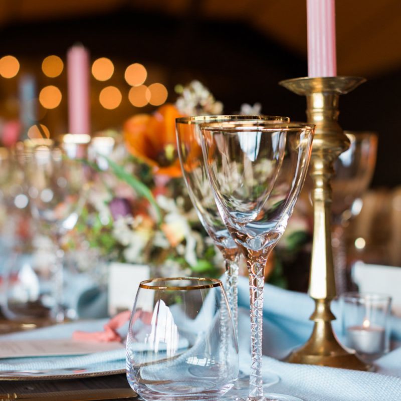 Gold Rimmed Wine Glasses &amp; Tumbler