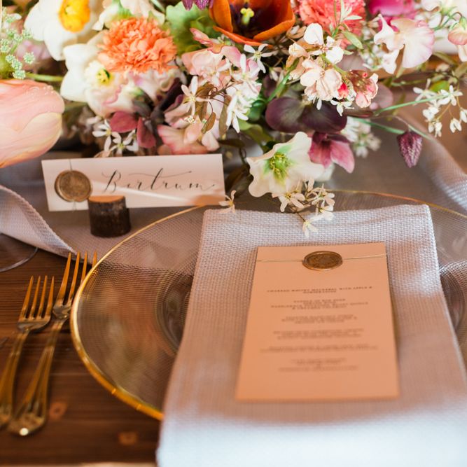 Elegant Place Setting with Calligraphy Name Place Card