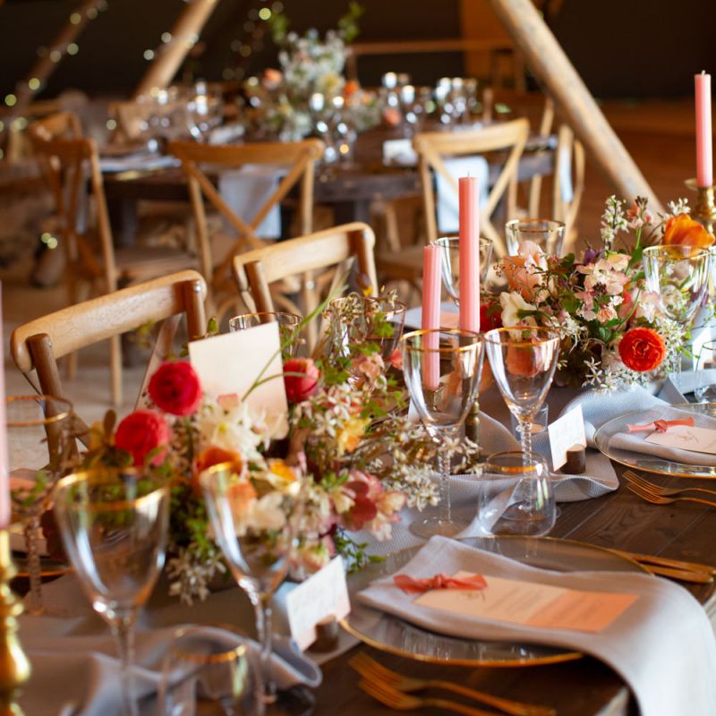 Wedding Reception Table Decor with Candles &amp; Flowers