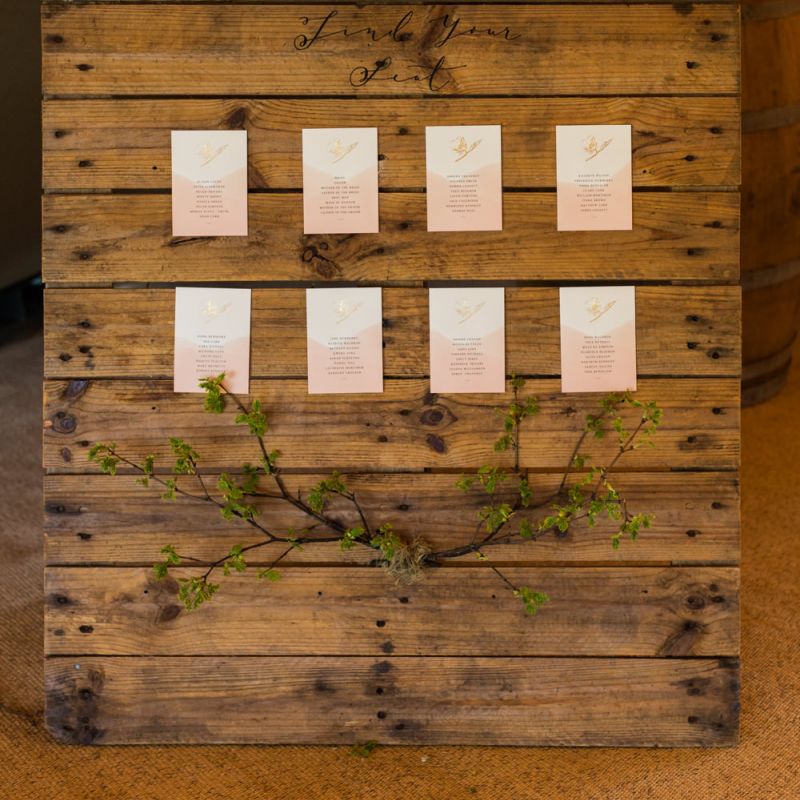 Wooden Seating Chart with Pretty Stationery