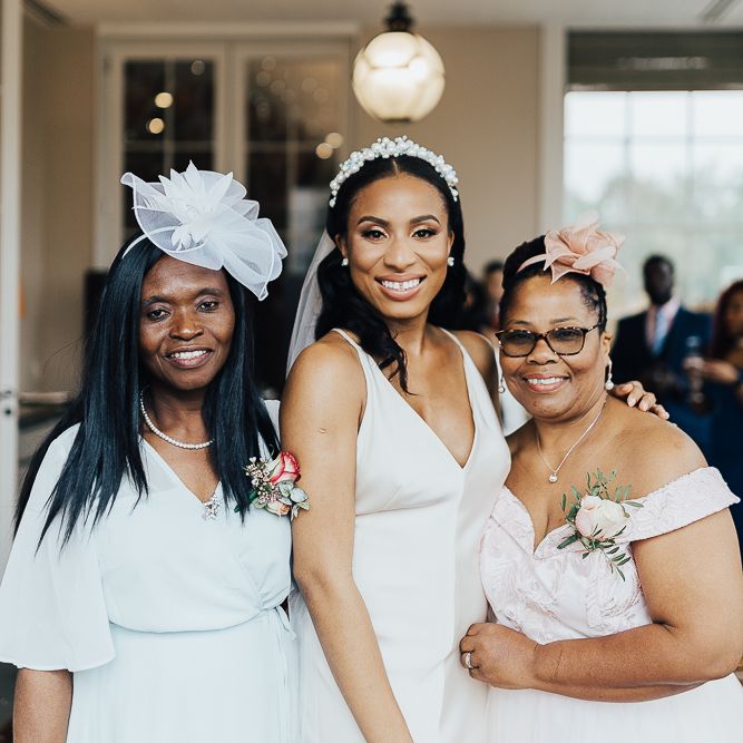 Bride with wedding guests