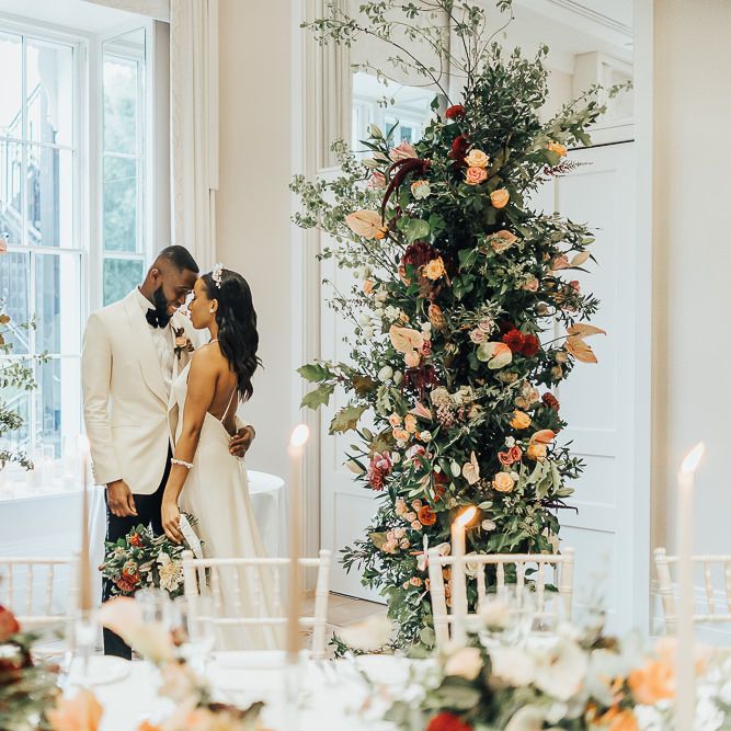 Bride and groom portrait at Coworth Park wedding reception