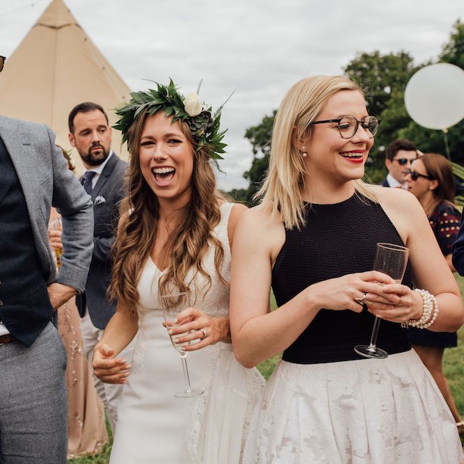 Bride in La Sposa Gown from Mirror Mirror | Outdoor Wedding Ceremony &amp; Tipi Reception Planned by Benessamy Events | Red on Blonde Photography