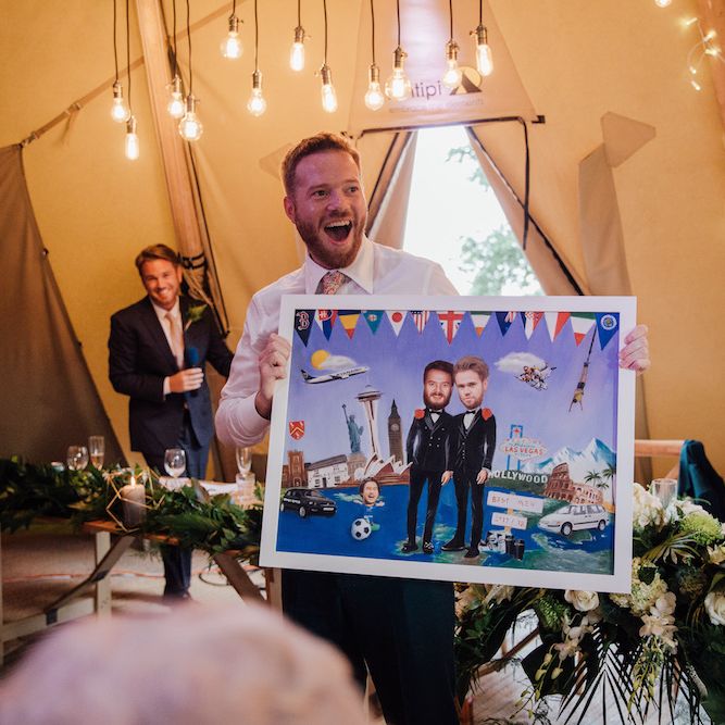 Speeches | Groom in Paul Smith Suit | Outdoor Wedding Ceremony &amp; Tipi Reception Planned by Benessamy Events | Red on Blonde Photography