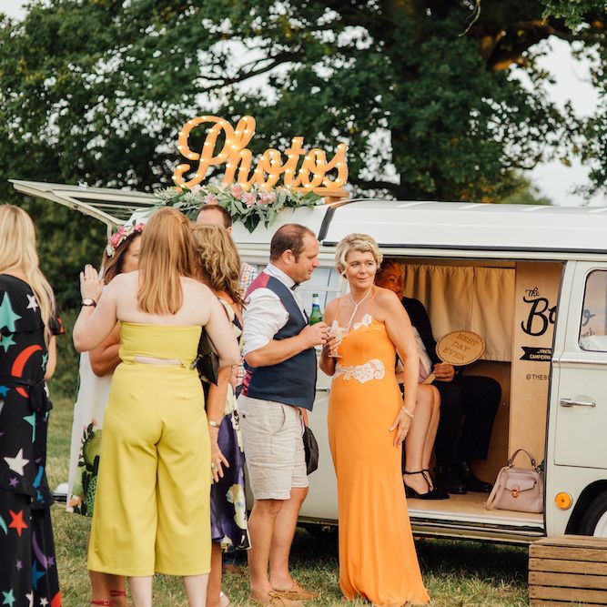 Camper Van Photo Booth | Outdoor Wedding Ceremony &amp; Tipi Reception Planned by Benessamy Events | Red on Blonde Photography
