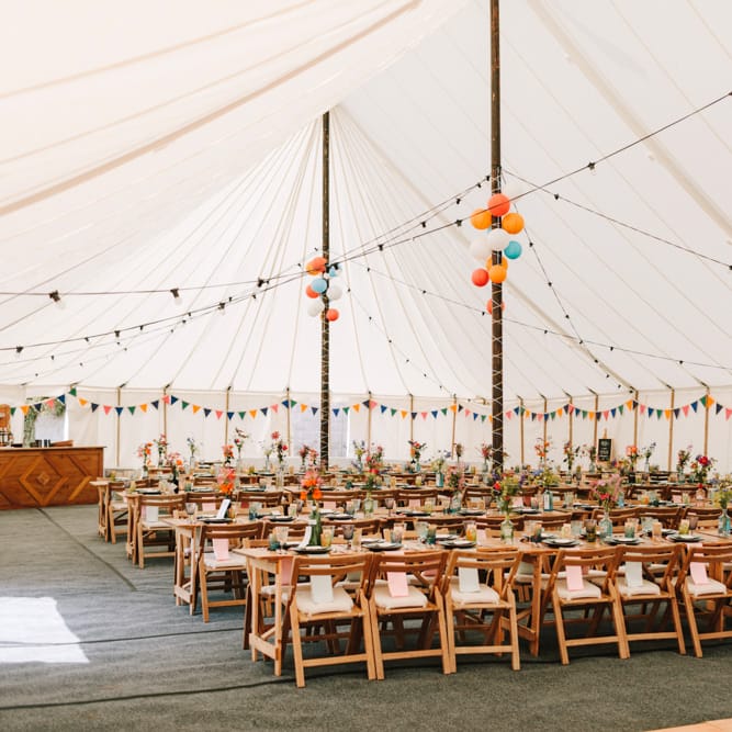 Marquee Wedding Reception  with Colourful Wedding Decor