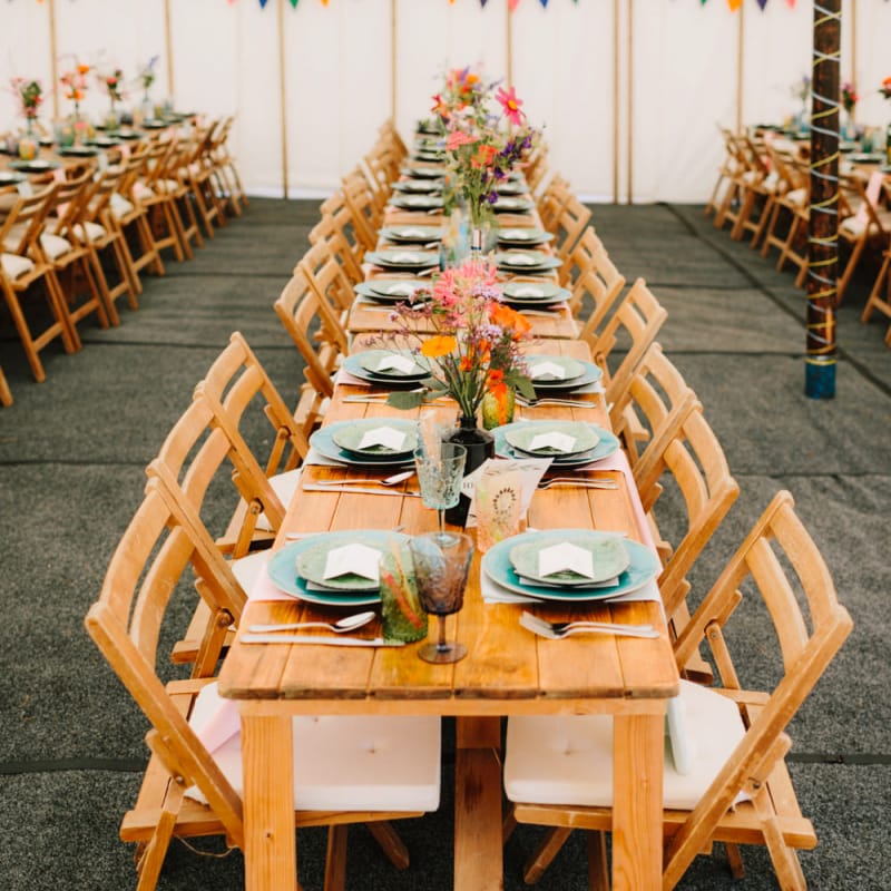 Marquee Wedding Reception Trestle Table decor