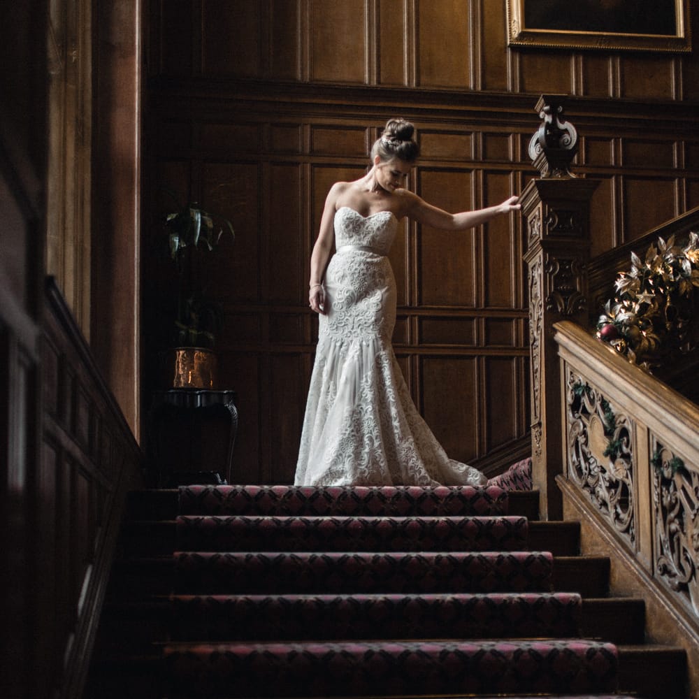 Christmas Pub Wedding At The Falcon Rotherwick With Bride In Alice By Watters And Candle Lit Wedding Ceremony Images By Rebecca Searle Photography
