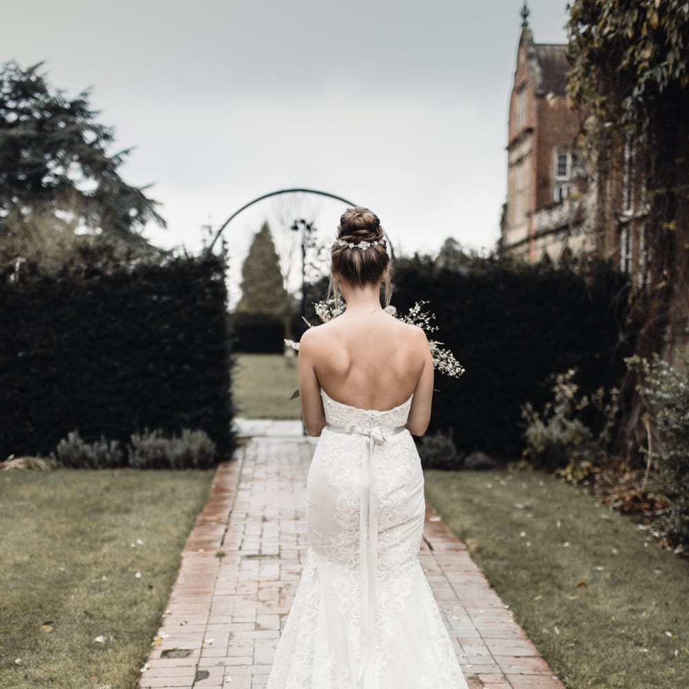 Christmas Pub Wedding At The Falcon Rotherwick With Bride In Alice By Watters And Candle Lit Wedding Ceremony Images By Rebecca Searle Photography