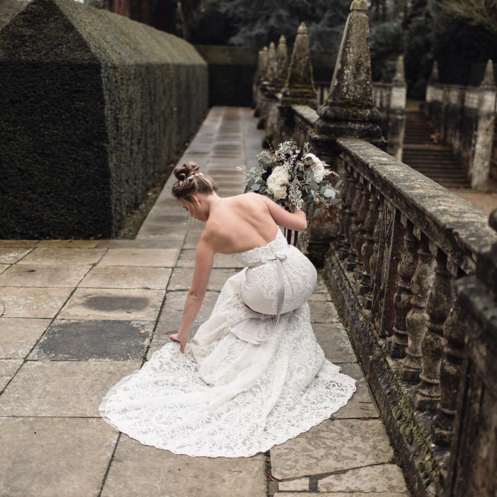 Christmas Pub Wedding At The Falcon Rotherwick With Bride In Alice By Watters And Candle Lit Wedding Ceremony Images By Rebecca Searle Photography