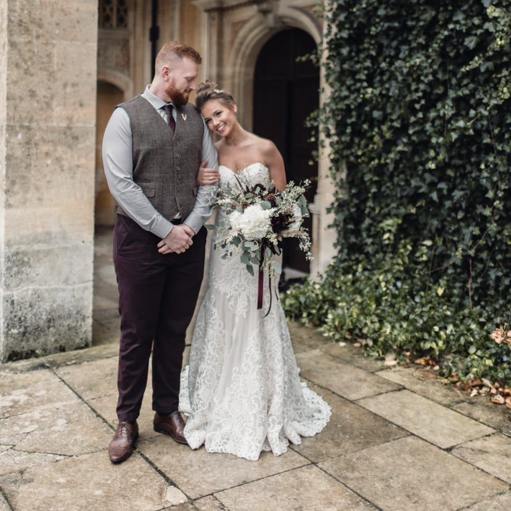 Bride In Alice Dress By Watters // Christmas Pub Wedding At The Falcon Rotherwick With Bride In Alice By Watters And Candle Lit Wedding Ceremony Images By Rebecca Searle Photography
