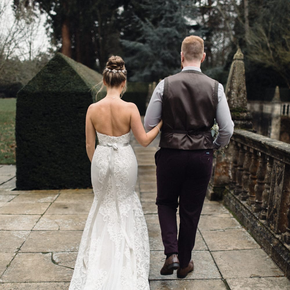 Bride In Alice Dress By Watters // Christmas Pub Wedding At The Falcon Rotherwick With Bride In Alice By Watters And Candle Lit Wedding Ceremony Images By Rebecca Searle Photography