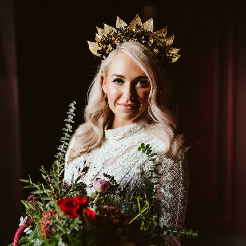 Bride with opulent flowers