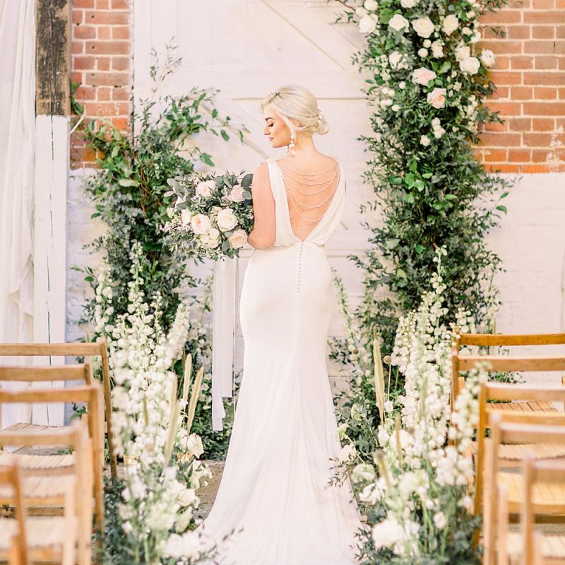 Bride in La Sposa Wedding Dress for Powder Blue &amp; Luxury Gold Wedding Inspiration Planned &amp; Styled by Hayley Jayne Weddings &amp; Events and Photographed by Terri &amp; Lori Fine Art Photography &amp; Film Studio