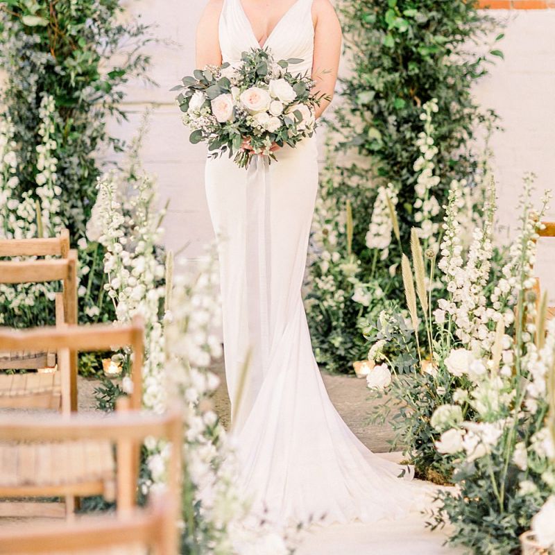 Bride in La Sposa Wedding Dress for Powder Blue &amp; Luxury Gold Wedding Inspiration Planned &amp; Styled by Hayley Jayne Weddings &amp; Events and Photographed by Terri &amp; Lori Fine Art Photography &amp; Film Studio
