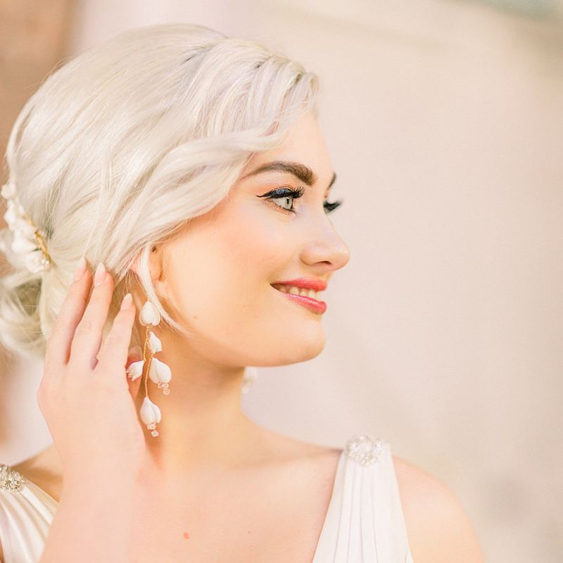 Bridal Earrings for Powder Blue &amp; Luxury Gold Wedding Inspiration Planned &amp; Styled by Hayley Jayne Weddings &amp; Events and Photographed by Terri &amp; Lori Fine Art Photography &amp; Film Studio