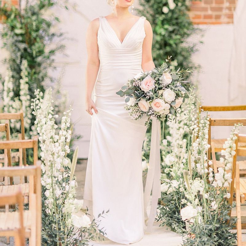 Bride in La Sposa Wedding Dress for Powder Blue &amp; Luxury Gold Wedding Inspiration Planned &amp; Styled by Hayley Jayne Weddings &amp; Events and Photographed by Terri &amp; Lori Fine Art Photography &amp; Film Studio