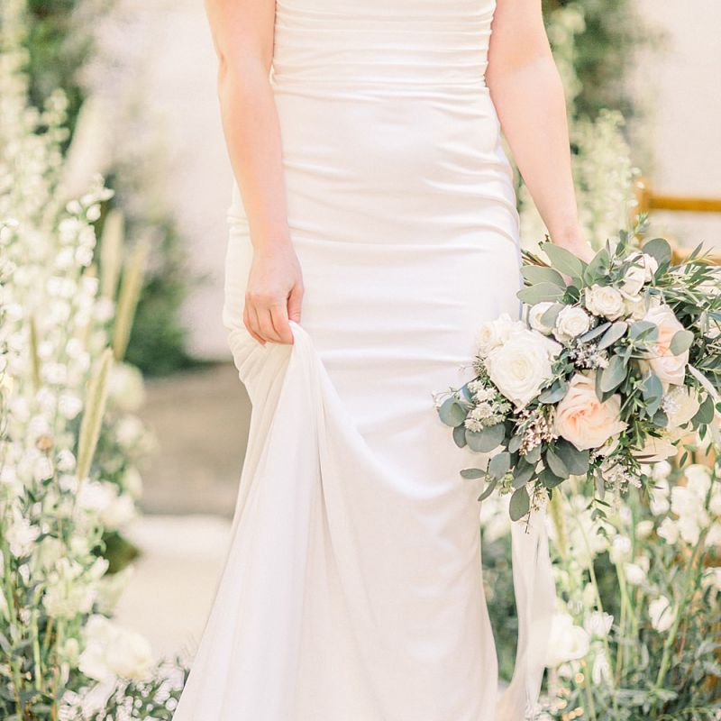 Bride in La Sposa Wedding Dress for Powder Blue &amp; Luxury Gold Wedding Inspiration Planned &amp; Styled by Hayley Jayne Weddings &amp; Events and Photographed by Terri &amp; Lori Fine Art Photography &amp; Film Studio