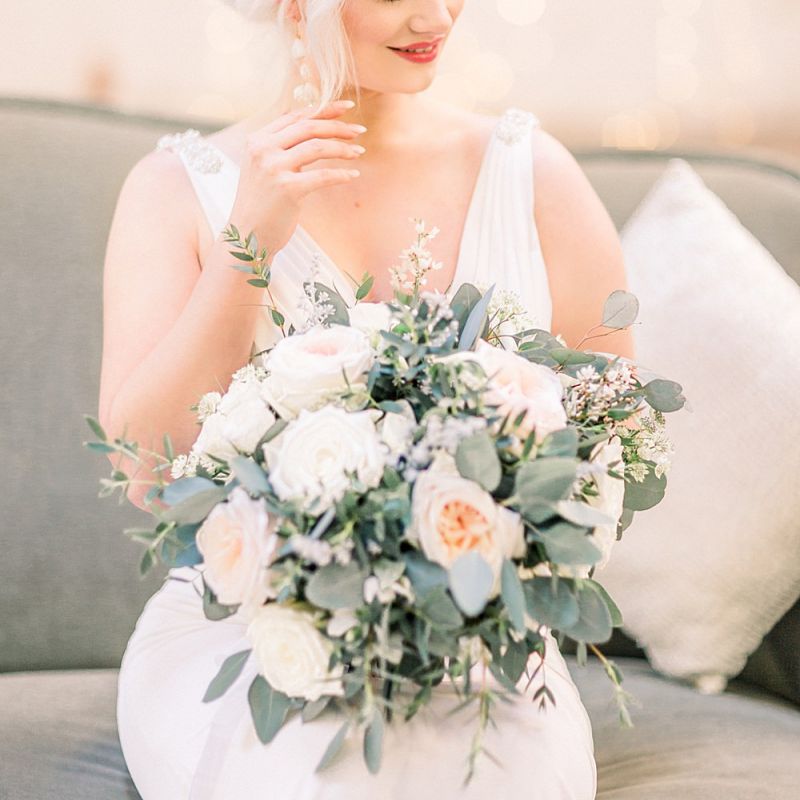 Bride in La Sposa Wedding Dress for Powder Blue &amp; Luxury Gold Wedding Inspiration Planned &amp; Styled by Hayley Jayne Weddings &amp; Events and Photographed by Terri &amp; Lori Fine Art Photography &amp; Film Studio