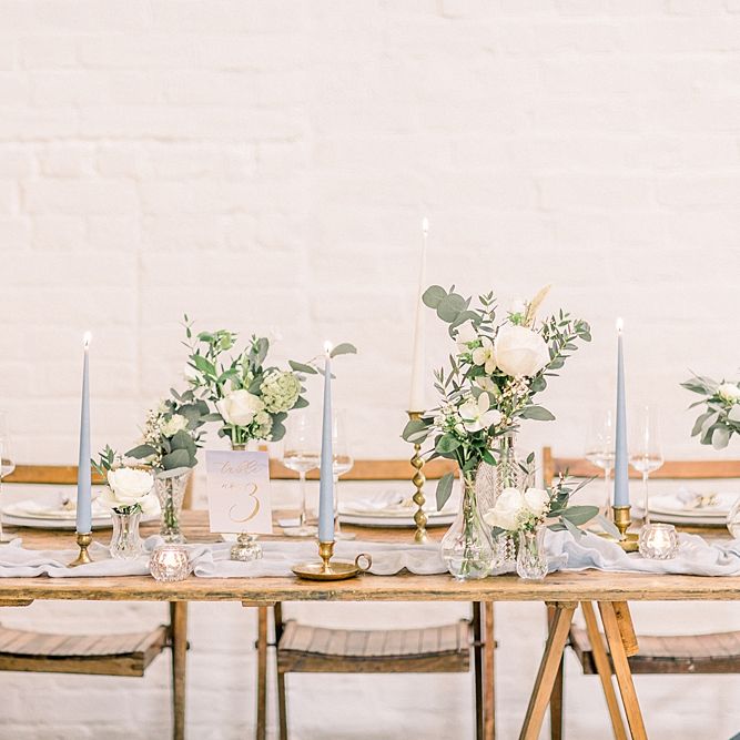 Trestle Table for Powder Blue &amp; Luxury Gold Wedding Inspiration Planned &amp; Styled by Hayley Jayne Weddings &amp; Events and Photographed by Terri &amp; Lori Fine Art Photography &amp; Film Studio