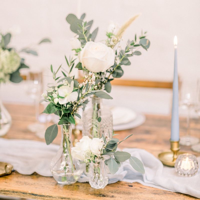 Flower Stems in Vases for Powder Blue &amp; Luxury Gold Wedding Inspiration Planned &amp; Styled by Hayley Jayne Weddings &amp; Events and Photographed by Terri &amp; Lori Fine Art Photography &amp; Film Studio