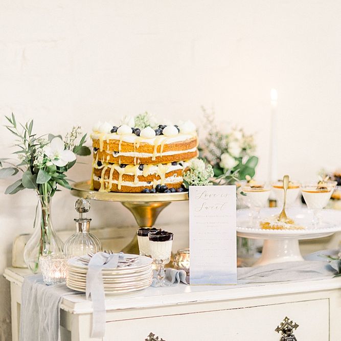 Vintage Dresser &amp; Balloon Back Drop Cake Table for Powder Blue &amp; Luxury Gold Wedding Inspiration Planned &amp; Styled by Hayley Jayne Weddings &amp; Events and Photographed by Terri &amp; Lori Fine Art Photography &amp; Film Studio