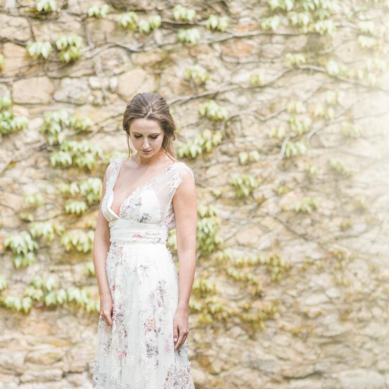 Bride in Stephanie Allin Floral Wedding Dress