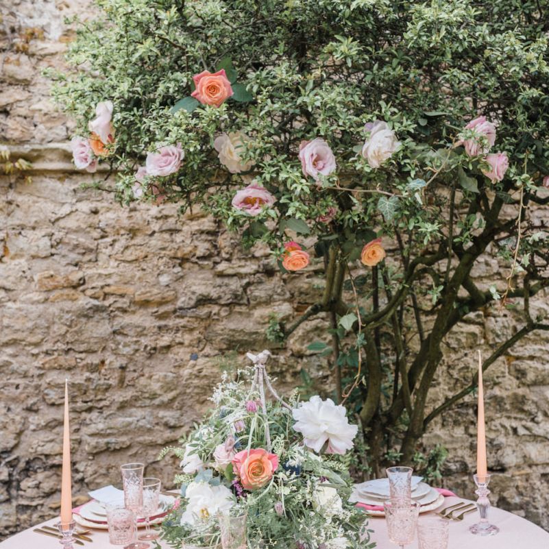 Romantic Table Setting with Floral Centrepiece