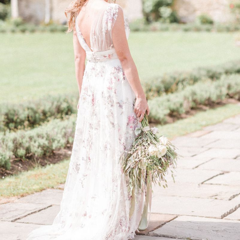 Bride in Stephanie Allin Floral Wedding Dress