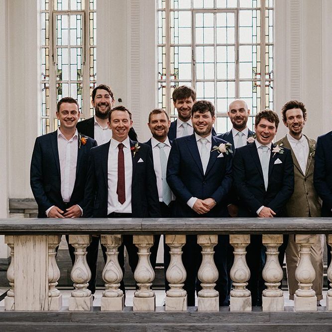 Groom and groomsmen before Islington town hall ceremony