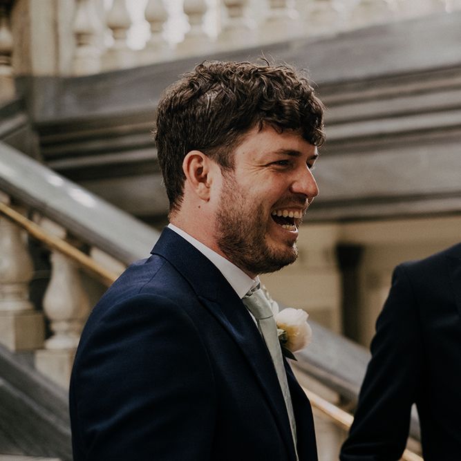 Groom before town hall wedding ceremony