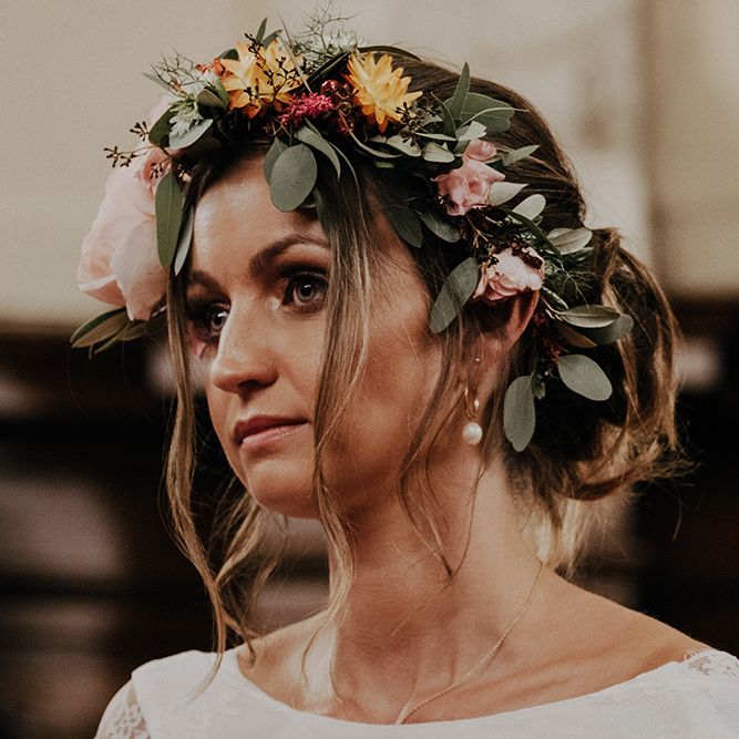 Bright flower crown for boho bride