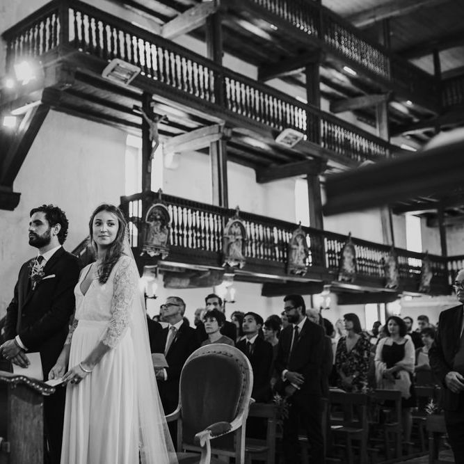 Wedding Ceremony with Bride in Donatelle Godart Wedding Dress &amp; Groom in De Fursac Suit