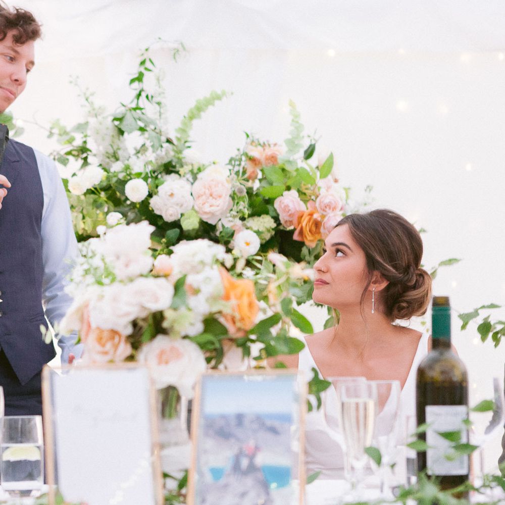 Groom during wedding speeches