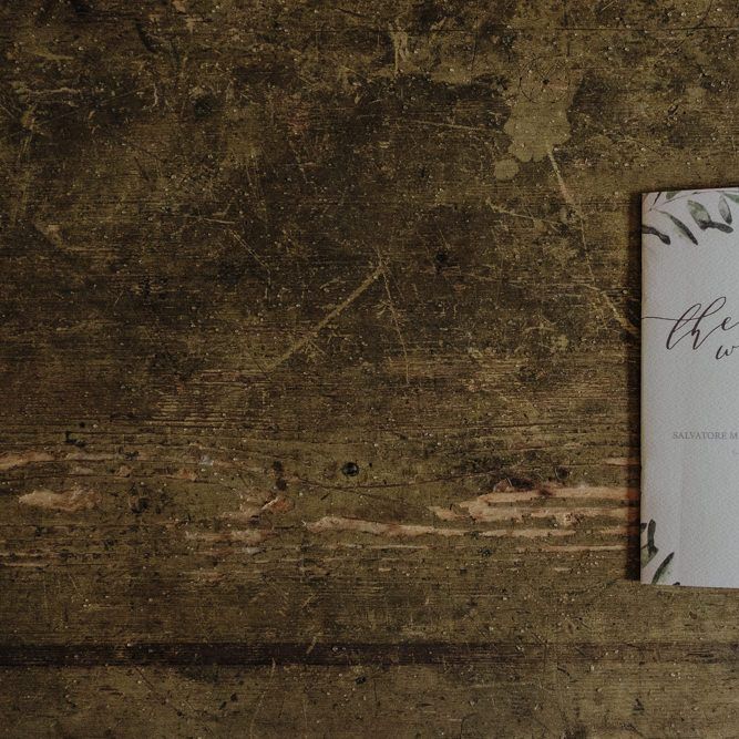 Wedding order of the day with olive branch design