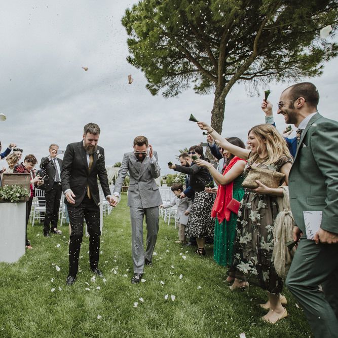 Confetti exit for groom and groom
