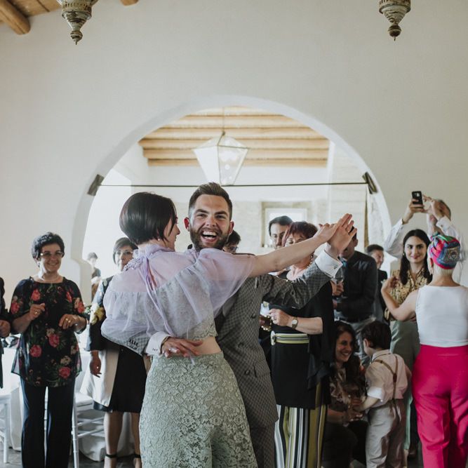 Grey groom suit for wedding dances