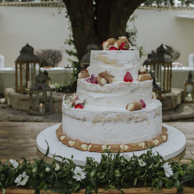 Semi naked wedding cake at Italian wedding