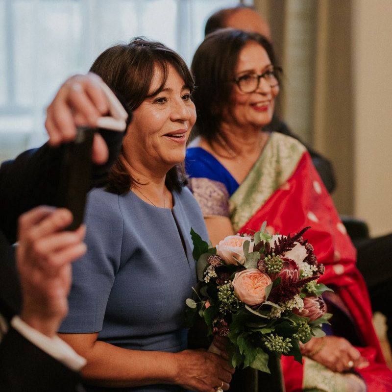 Wedding guests at intimate town hall wedding