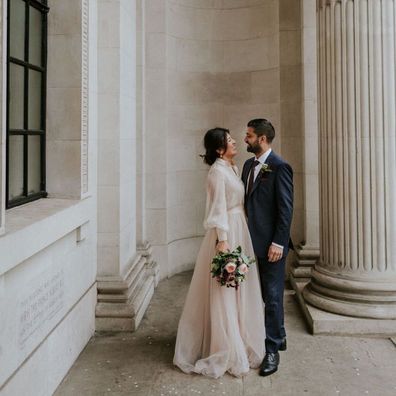 Bride and groom portrait at Old Marylebone Town Hall