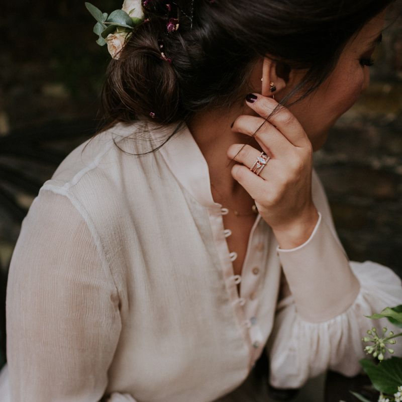 Delicate chiffon blouse and tulle skirt bridal separates