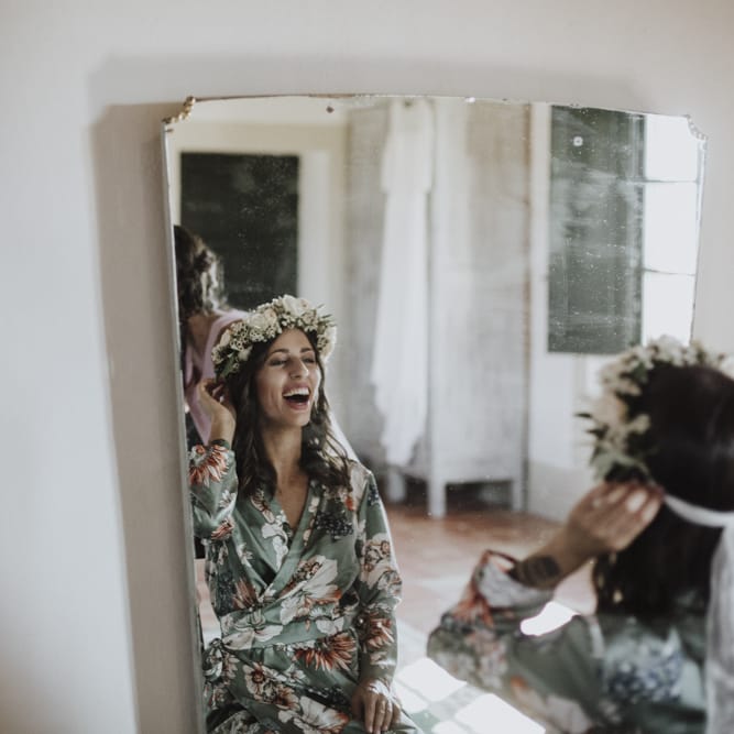 Bridal preparations with flower crown