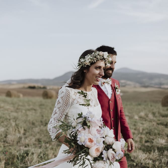 Blush wedding bouquet for destination wedding