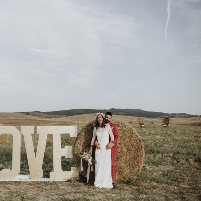 Large letters at Italian wedding