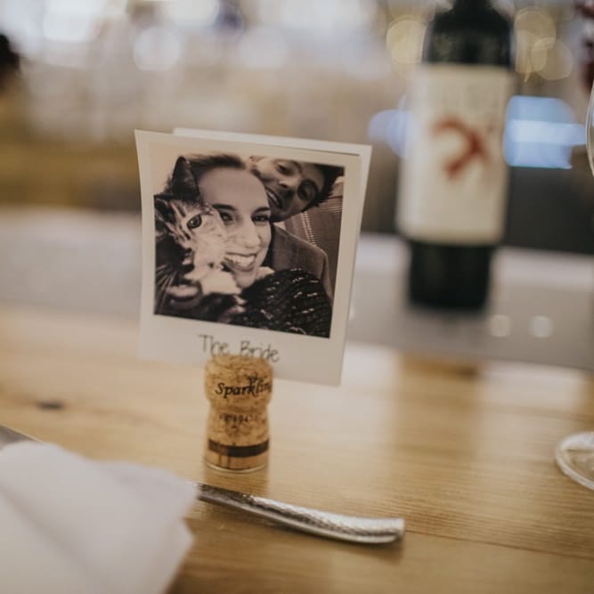 Polaroid place settings at New Years eve celebration