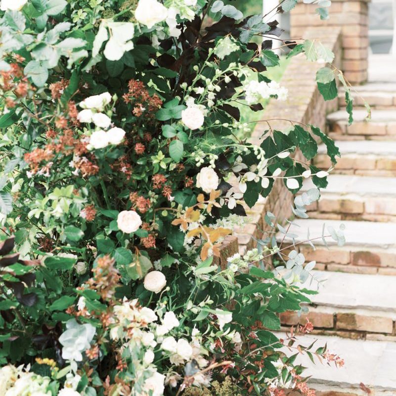 Wedding floral arrangement with foliage