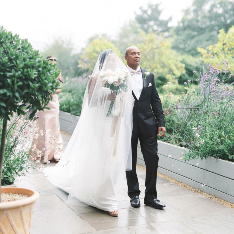 Wedding ceremony bridal entrance wearing a veil