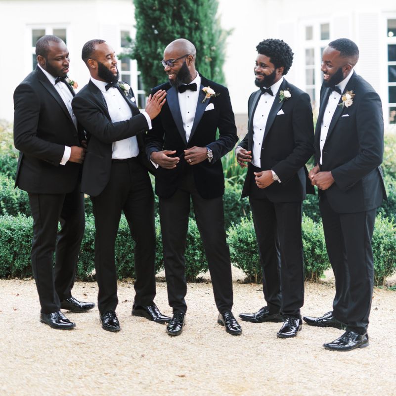 Groomsmen in tuxedos at Deer Park Country House