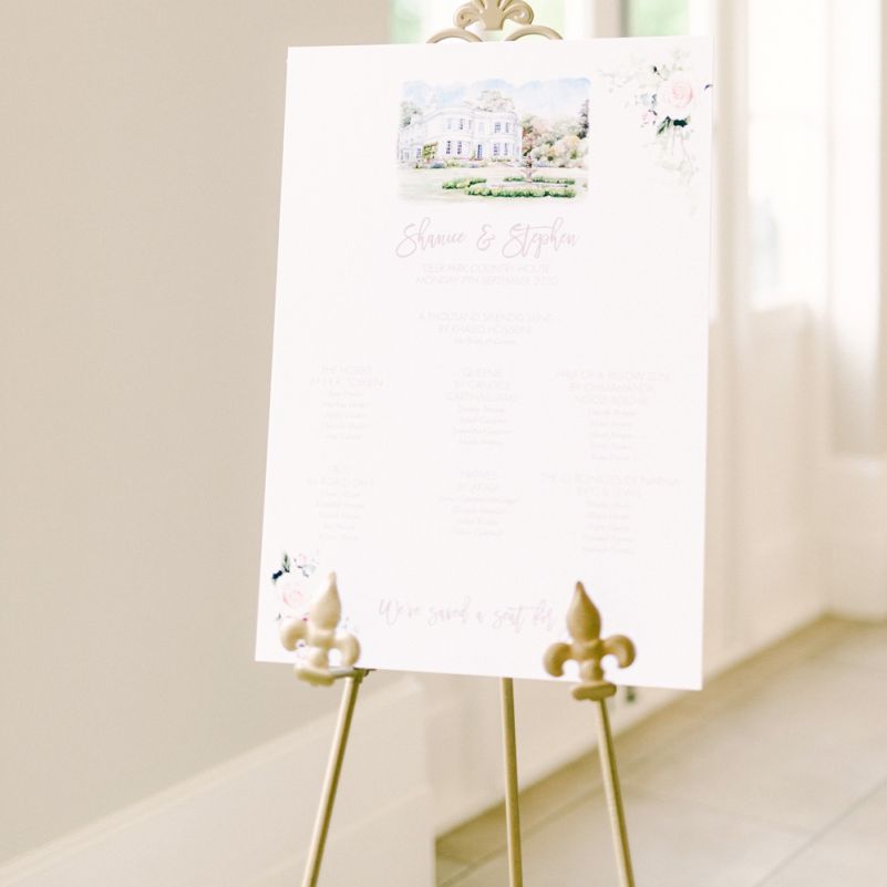 Table plan with Deer Park Country House illustration